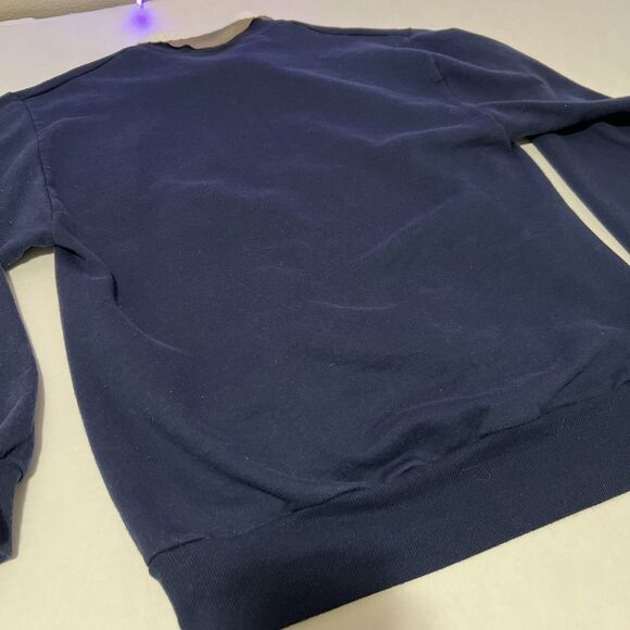 Morning Sun Sweater Collared Pullover M Blue Floral Hearts 80s 90s Grandmacore - Picture 5 of 7